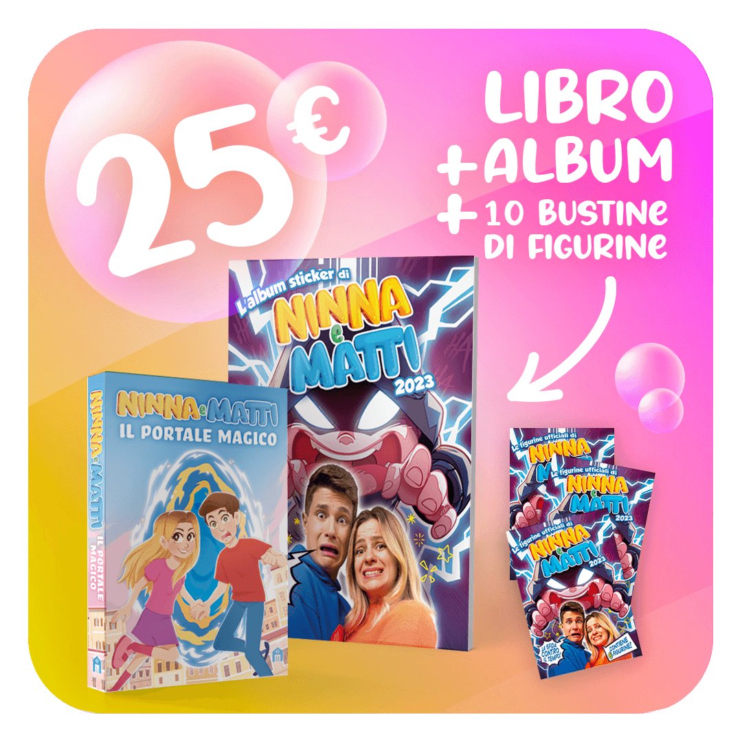 Bundle Ninna e Matti: libro Il Portale Magico + Album La sfida contro il tempo +10 bustine di figurine - Ninna e Matti Shop