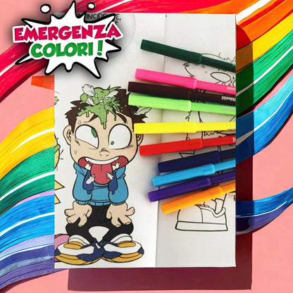 Colora Libro Emergenza Colori con 10 Pennarelli Colorati - Ninna e Matti Shop