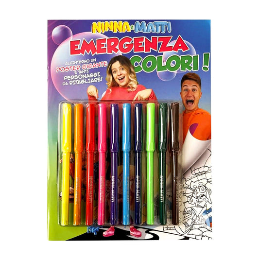Colora Libro Emergenza Colori con 10 Pennarelli Colorati - Ninna e Matti Shop