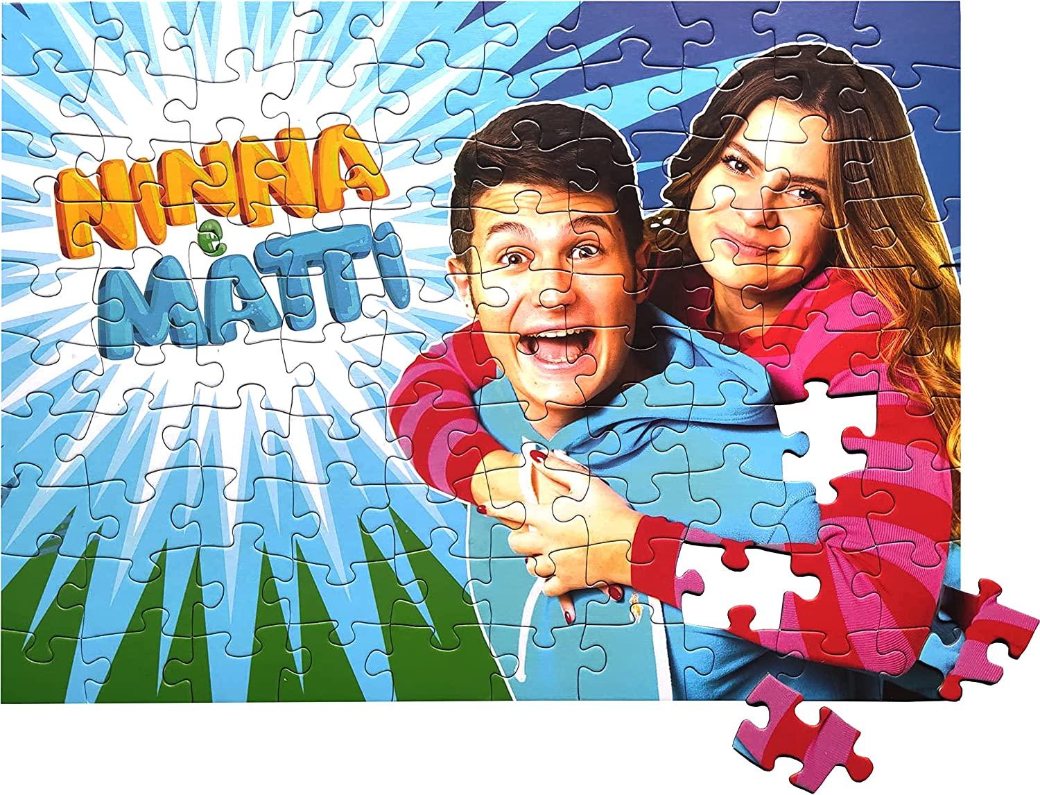 NINNA e MATTI Puzzle da 100 Pezzi Semplice per Bambini, Tema Foto Azzurro, 52x38 cm - Ninna e Matti Shop