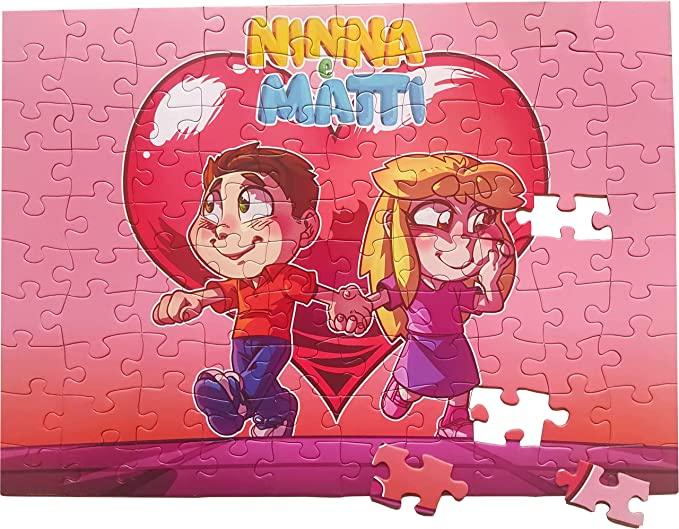 Puzzle piccolo per bambini ufficiale Ninna e Matti, 100 pezzi 52x38 rosso - Ninna e Matti Shop