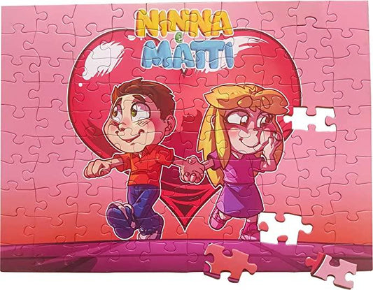 Puzzle piccolo per bambini ufficiale Ninna e Matti, 100 pezzi 52x38 rosso - Ninna e Matti Shop