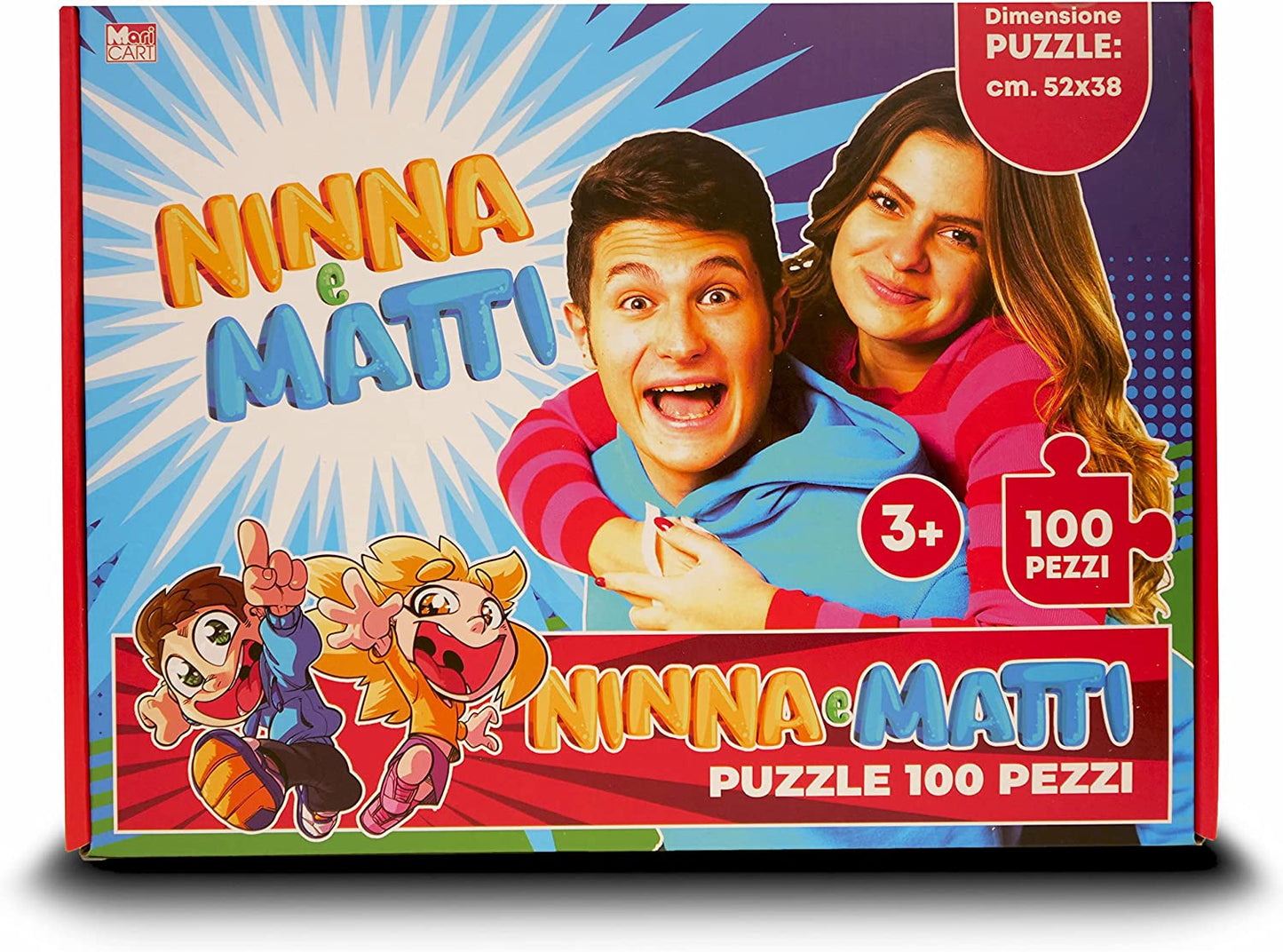 NINNA e MATTI Puzzle da 100 Pezzi Semplice per Bambini, Tema Foto Azzurro, 52x38 cm
